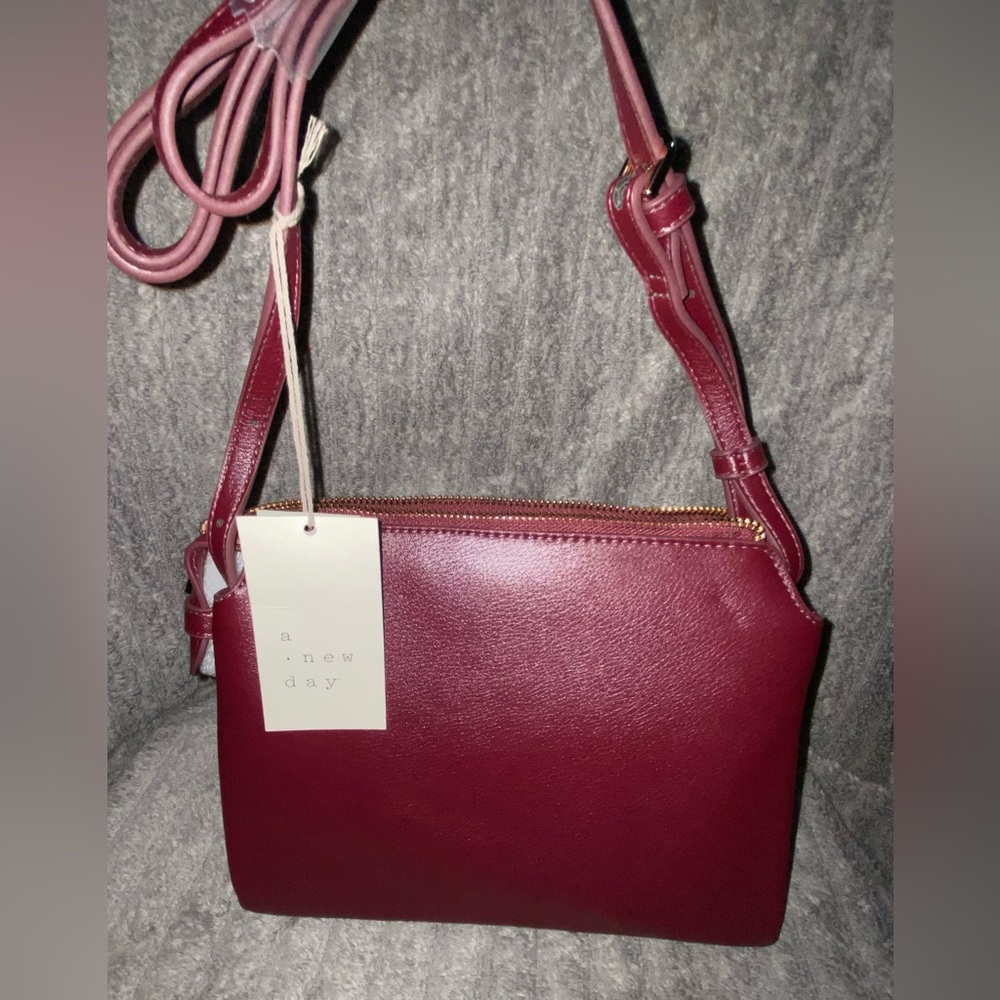 A New Day - Red/Burgundy Convertible Crossbody to Shoulder Purse